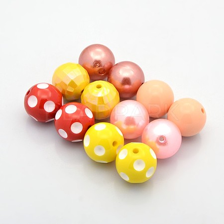 Round  Chunky Bubblegum Acrylic Beads OACR-X0003-1