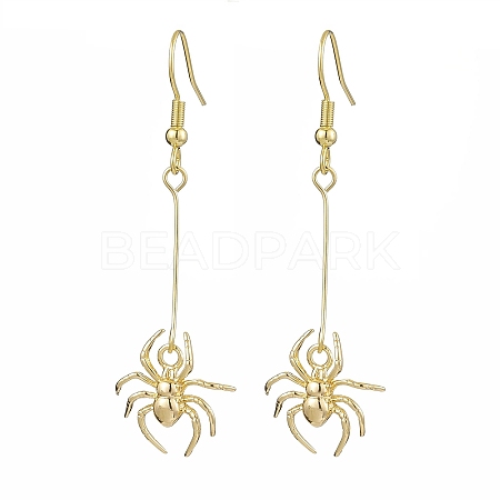 Halloween Spider Brass Dangle Earrings EJEW-JE05859-1