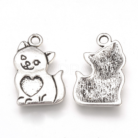 Tibetan Style Alloy Kitten Pendant Enamel Settings TIBEP-T002-133AS-RS-1