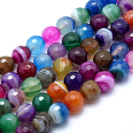 Natural Striped Agate/Banded Agate Beads G-J371-06-12mm-1
