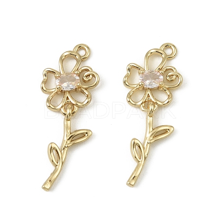 Brass Micro Pave Cubic Zirconia Pendants KK-C107-09A-G-1
