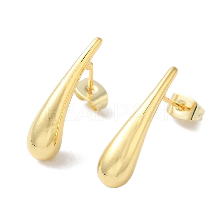 Teardrop Brass Ear Studs EJEW-P281-01G-1