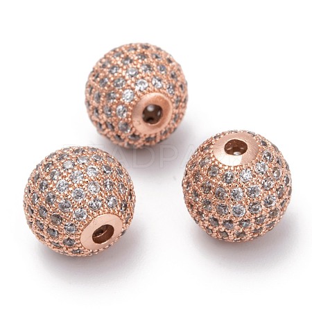 Brass Cubic Zirconia Beads ZIRC-F001-15RG-1