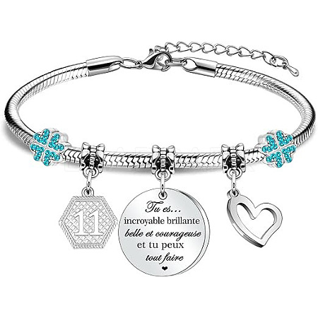 Birthday 201 Stainless Steel Charm Bracelets FS-WGBAA71-12-1