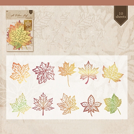 10Pcs 10 Styles Autumn Theme Hollow Leaf Scrapbook Paper Pad PW-WG35333-02-1