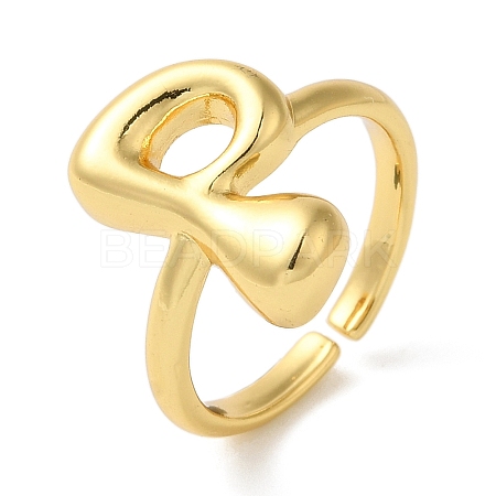 Initials Brass Open Cuff Ring for Women RJEW-N046-02P-G-1