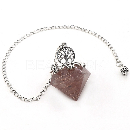 Natural Strawberry Quartz Chip & Resin Dowsing Pendulum Big Pendants PW-WG72597-11-1