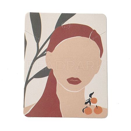 Rectangle Girl Print Paper Earring Necklace Display Card CDIS-M007-02A-1