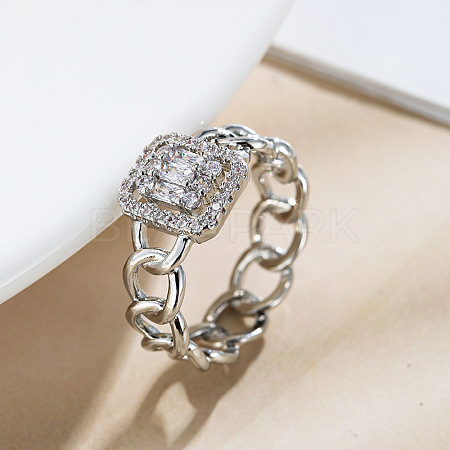 Brass Micro Pave Clear Cubic Zirconia Finger Rings FS-WGF0A01-02-1