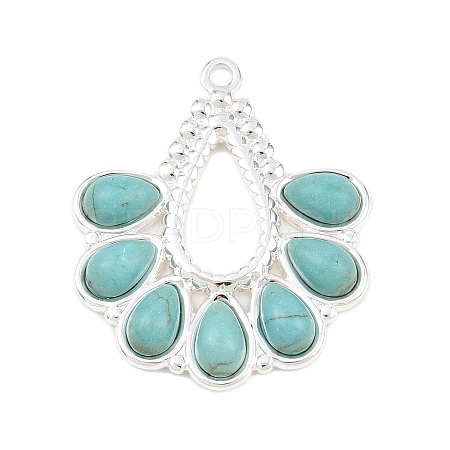 Bohemian Style 304 Stainless Steel with Dyed Synthetic Turquoise Pendants STAS-G381-01S-1