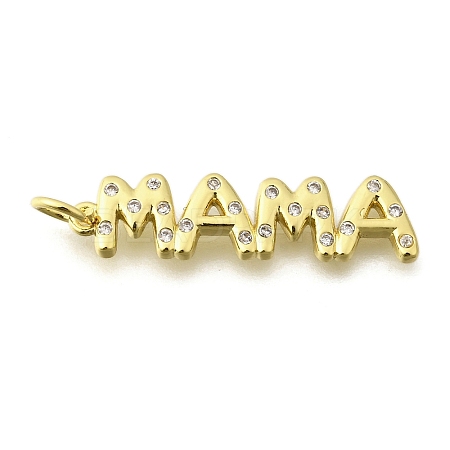 Mother's Day Brass Micro Pave Cubic Zirconia Pendants X-KK-V007-26G-1