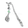 Natural & Dyed Malaysia Jade Round Beaded Alloy Bookmarks AJEW-JK00292-2