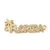Beach Theme Rack Plating Brass Micro Pave Clear Cubic Zirconia Connector Charms KK-P261-07A-G-1