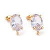 Brass Micro Pave Clear Cubic Zirconia Stud Earring Findings X-KK-G420-18G-1