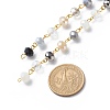 Handmade Electroplate Glass Faceted Rondelle Beaded Chains AJEW-JB01137-03-3