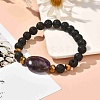 Natural Lava Rock & Oval Mixed Stone Beads Stretch Bracelet BJEW-JB07077-7