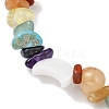 Natural & Synthetic Mixed Gemstone Chips & Shell Beaded Stretch Bracelet BJEW-JB09897-02-2