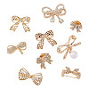 9Pcs 9 Styles Bowknot Shape Alloy Rhinestone Lapel Pin Backs for Backpack Clothes JEWB-TA0001-26-2