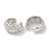 Rack Plating Brass Micro Pave Clear Cubic Zirconia Textured Ring Cuff Earrings for Women EJEW-P280-11P-2