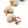 Alloy Plush Cloth Fabric Heart Link Chain for DIY Keychains AJEW-WH0188-88D-3