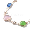 Colorful Triangle Glass Pendant Necklace with Brass Chains NJEW-A015-15KCG-2