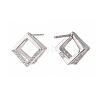 Rhodium Plated 925 Sterling Silver Stud Earring Findings STER-F048-28P-3