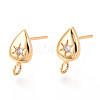 Brass Micro Pave Clear Cubic Zirconia Stud Earring Findings X-MAK-T011-11G-02-1