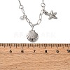Shell Shape & Starfish 304 Stainless Steel Rhinestone Pendant Necklaces for Women NJEW-M107-02P-3