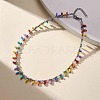 Glass Seed Beaded Charms Necklace for Women NJEW-JN04189-5