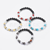 Natural & Synthetic Mixed Stone and Natural Agate Beads Stretch Bracelets BJEW-JB03733-1