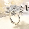 Snowflake Rotatable Open Cuff Rings for Women RJEW-B111-01P-1