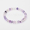 Natural Fluorite Beaded Stretch Bracelets X-BJEW-F202-05-1