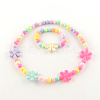 Flower Acrylic Pendant Necklaces and Stretch Bracelets Jewelry Sets X-SJEW-R048-05-2