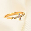 Cross Stainless Steel Micro Pave Clear Cubic Zirconia Finger Rings for Women FS-WG88B59-05-2