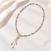 Natural Multicolor Tourmaline Faceted Cube Beaded Brass Micro Pave Clear Cubic Zirconia Butterfly Pendant OT Lariat Necklaces for Women NJEW-JN05807-1