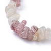 Natural White Moonstone & Strawberry Quartz Chip Stretch Bracelets BJEW-JB04490-05-2