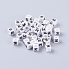 White Letter M Acrylic Cube Beads X-PL37C9308-M-1