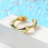 Rack Plating Brass Twist Wave Open Cuff Rings for Women RJEW-Q777-08G-2