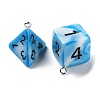 7 Styles Opaque Resin Polyhedral Dice Pendants Set RESI-A029-01M-2