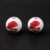Printed Natural Wood European Beads X-WOOD-C015-05-4