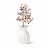 Natural Gemstone Chips with Brass Wrapped Wire Money Tree on Ceramic Vase Display Decorations DJEW-B007-01D-2