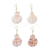 Copper Wire Wrapped Natural Scallop Shell Dangle Earring for Women EJEW-JE04721-1