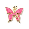 October Breast Cancer Pink Awareness Ribbon Brass Enamel Pendants KK-S517-04B-G-1