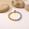Duo Tone 304 Stainless Steel Ball Charm Round Beaded Bracelets for Women WGBF083-01-5