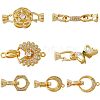 SUPERFINDINGS 7Pcs 7 Styles Rack Plating Brass Micro Pave Clear Cubic Zirconia Fold Over Clasps KK-FH0004-70-1