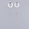 Dyed Glass Pearl Tassel Dangle Earrings EJEW-JE03466-01-1