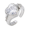 Brass Pave Cubic Zirconia Cuff Open Rings for Women RJEW-L343-08P-01-4
