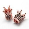 Rack Plating Brass Cubic Zirconia Beads ZIRC-S034-01RG-2