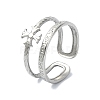 304 Stainless Steel Double Twist Crucifix Cuff Rings RJEW-M019-30P-1