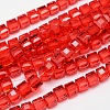 Faceted Cube Transparent Glass Beads Strands X-EGLA-E041-5mm-D07-1